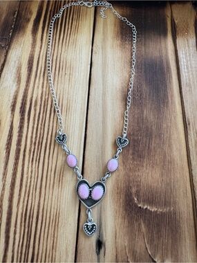 Sterling Silver Pink Conch Heart Pendant Necklace